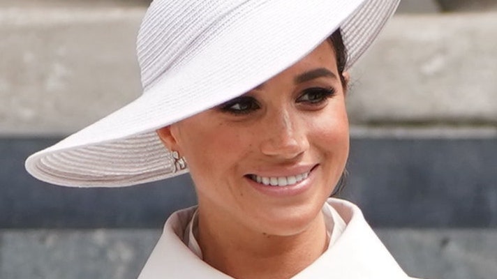 Meghan Markle Tucked All Her Hair Away Under an Enormous White Hat for the Queen's Platinum Jubilee - Photos